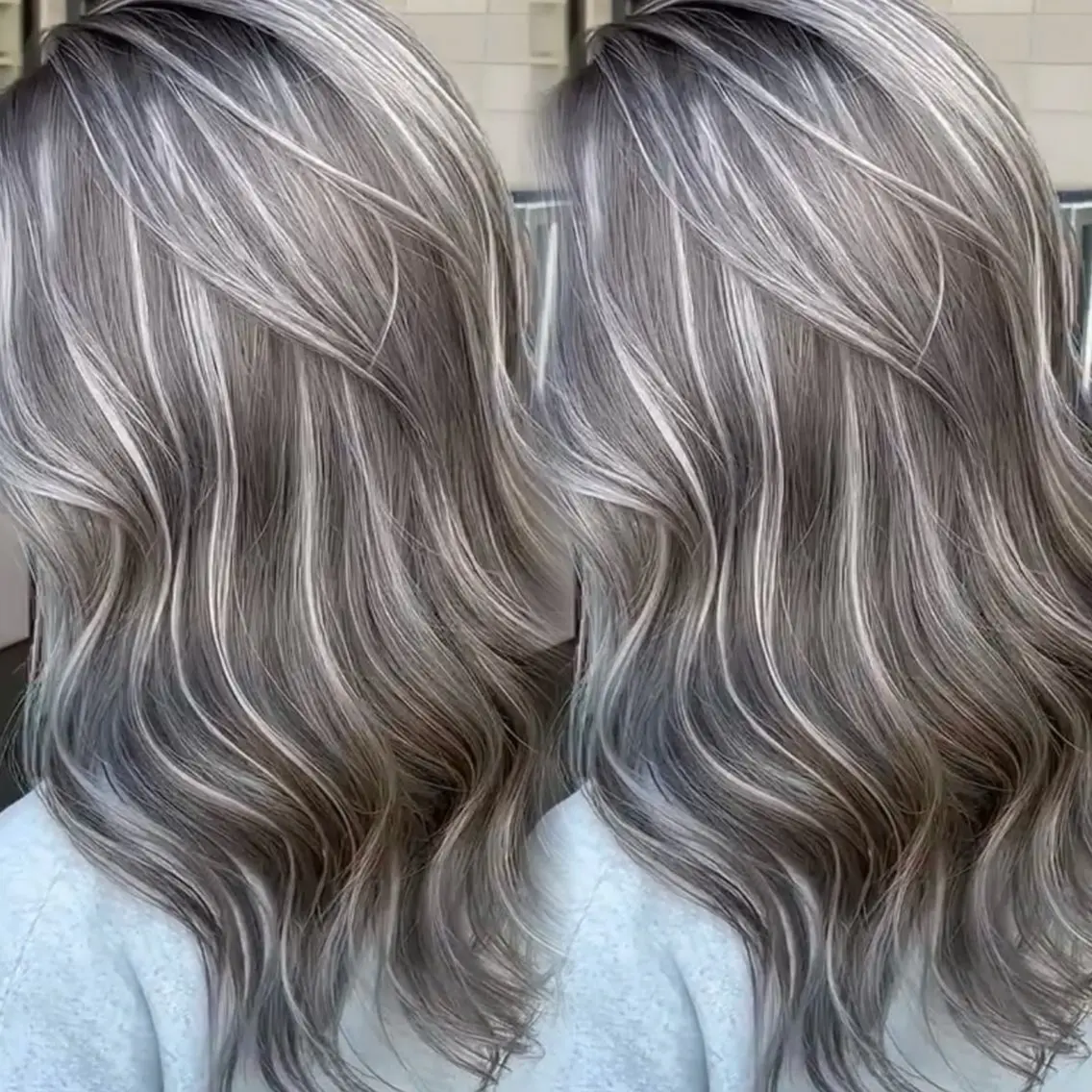 ロング カラー グレージュ ハイライトカラー シルバー ハイライト カット ヘアカラー トリートメント 大智/ハイライト バレイヤージュのヘアスタイル
