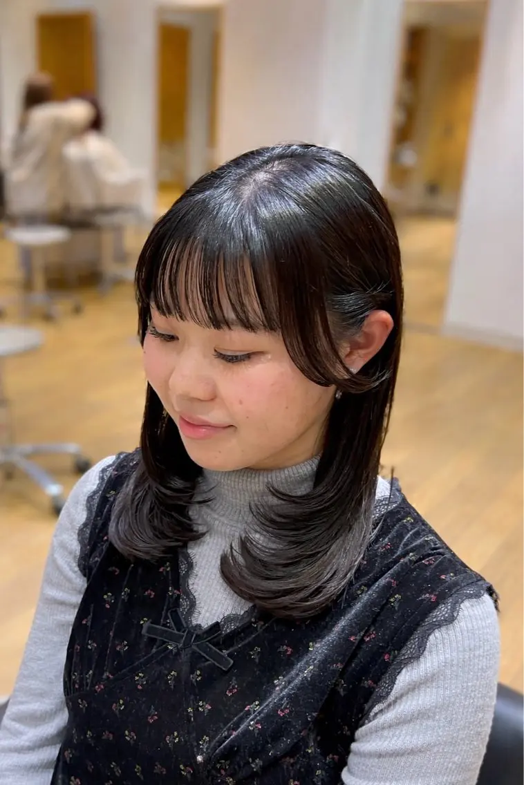 ミディアム カラー ミディアムレイヤー レイヤーカット 小顔カット カット ヘアカラー トリートメント 縮毛矯正/レイヤー 🌙児玉光瑠のヘアスタイル