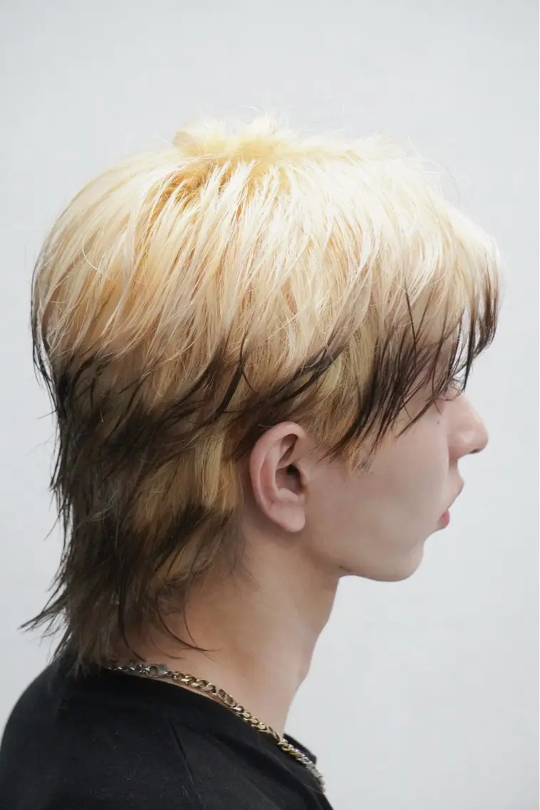 ミディアム カラー デザインカラー ハイトーンカラー ウルフカット 本多 洋介のヘアスタイル
