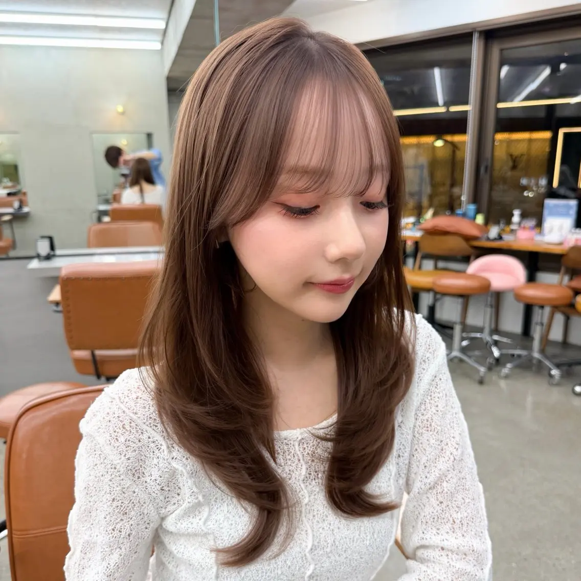 ミディアム カラー 顔周り✂️透明感 レイヤー/みっきーのヘアスタイル