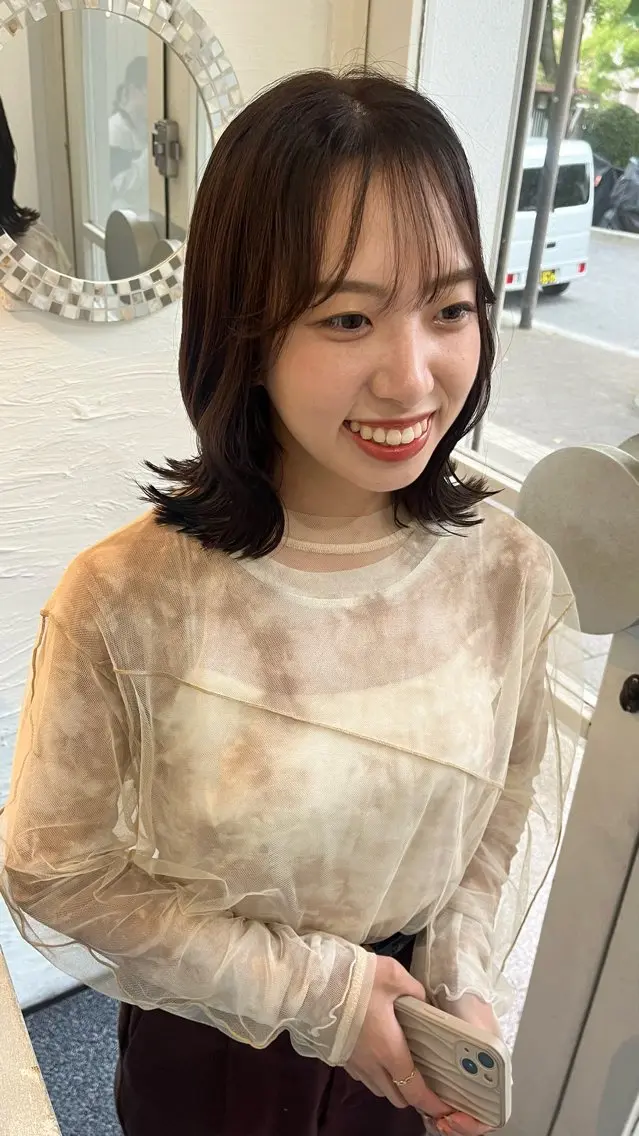 ミディアム カット ヘアカラー トリートメント 中村 桃子のヘアスタイル