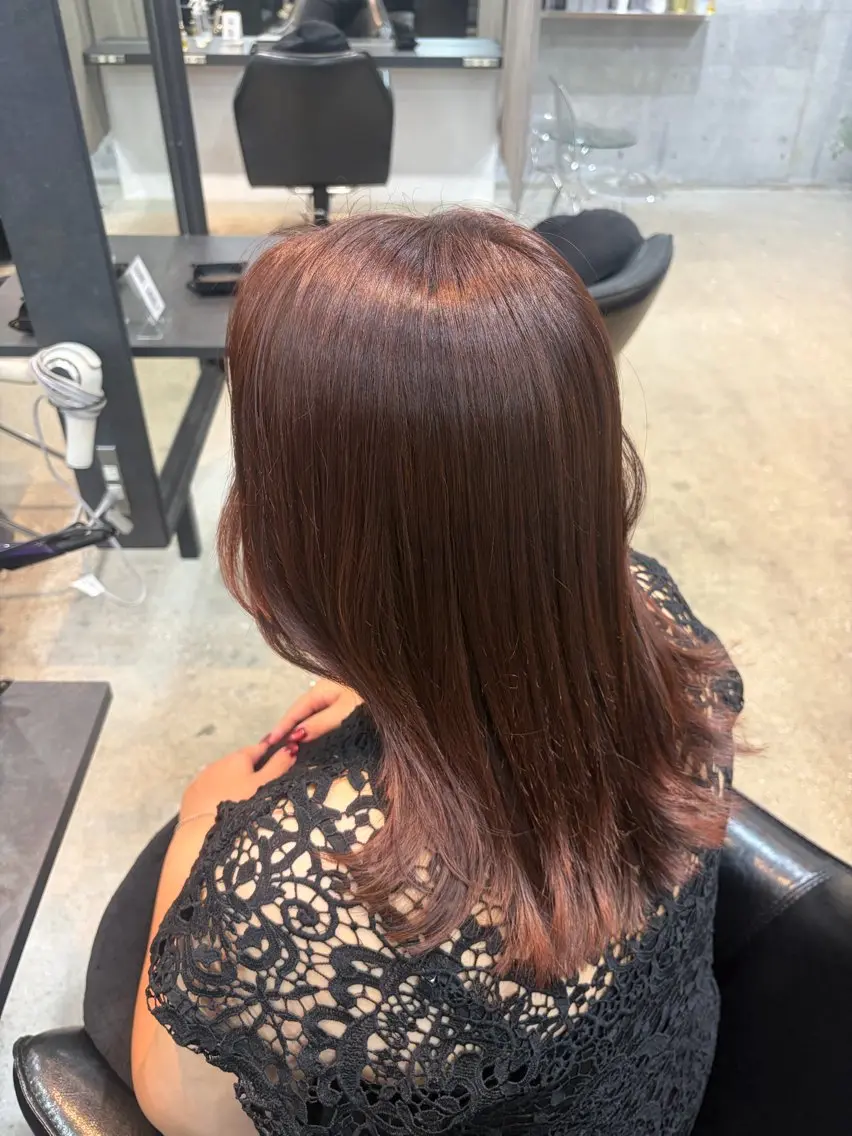 ミディアム ヘアカラー トリートメント ヘアセット 艶髪カラー・縮毛矯正 ・レイヤーAsunaのヘアスタイル