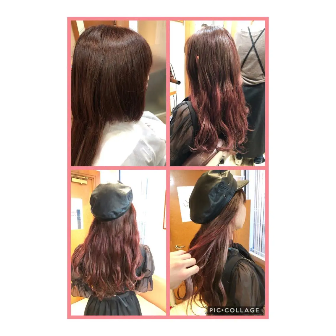 セミロング カラー シールエクステ ピンクカラー ボブ エクステ 100%髪質改善特化 TRUNSのヘアスタイル