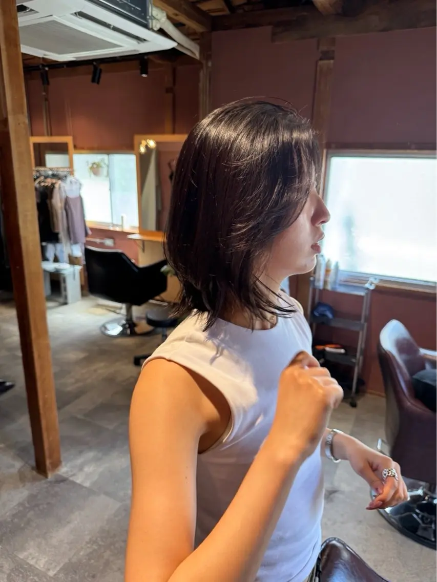 ミディアム カット ヘアカラー トリートメント ミントカラー🌱上村 瑞紀のヘアスタイル