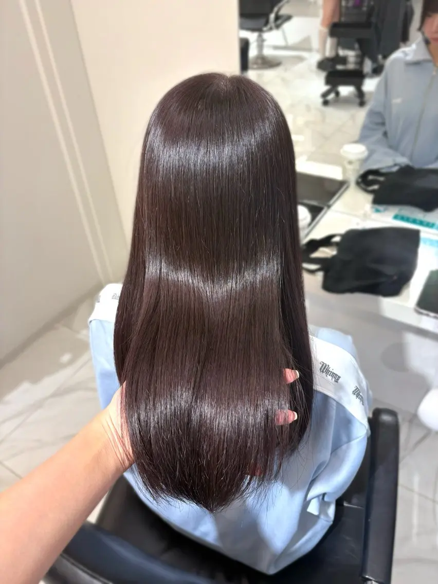 ロング カラー グレージュ ラベンダーカラー ラベンダーグレージュ ラベンダーグレー ヘアカラー haruka /韓国レイヤーのヘアスタイル