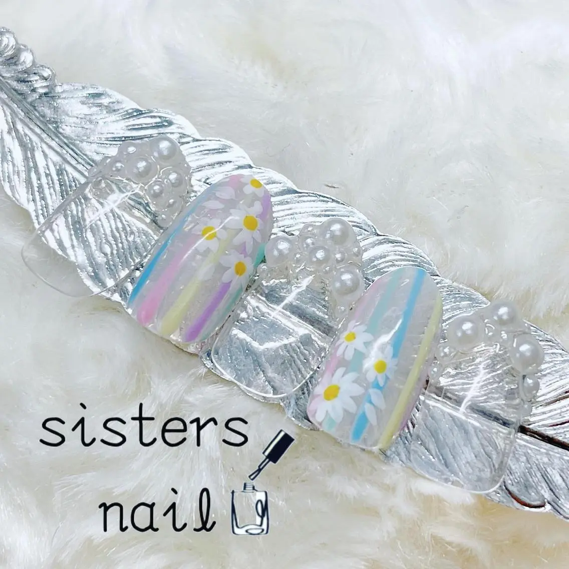 ネイル アートネイル フラワーネイル フレンチネイル 春ネイル ハンドネイル ハンドケア sisters nail.fのネイルデザイン