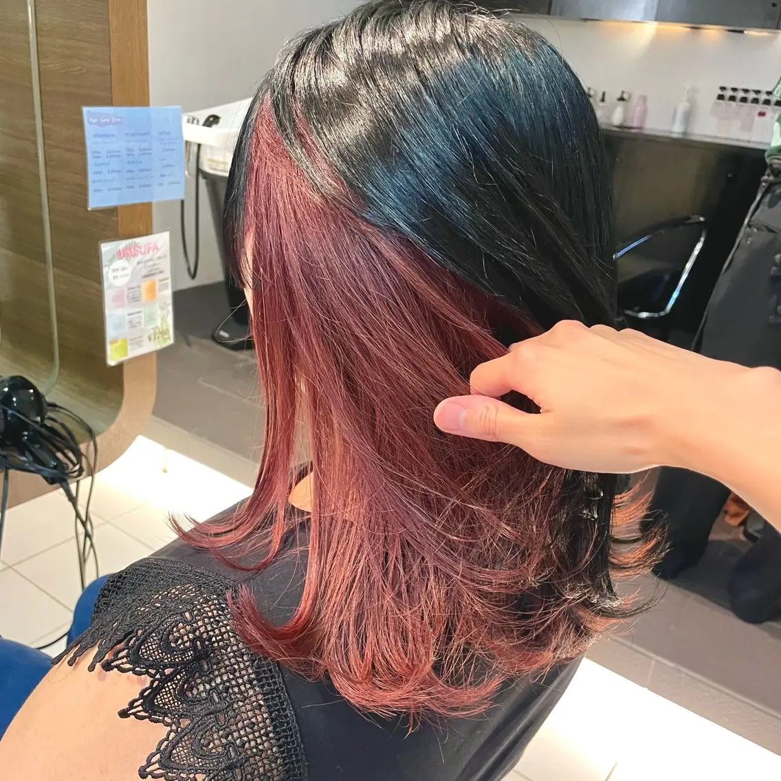 ミディアム カラー ブリーチ インナーカラー 透明感カラー/ 寺田千雅子のヘアスタイル