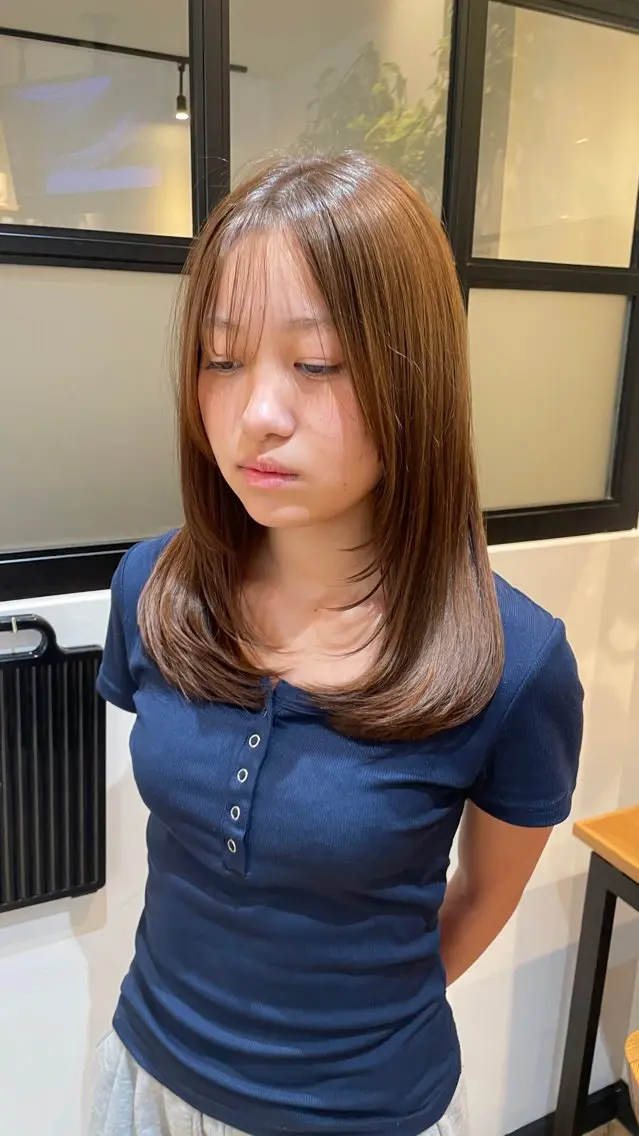セミロング カラー ベージュカラー カット ヘアカラー トリートメント 望恵🌸メンズ募集中 ✂️韓国艶髪のヘアスタイル