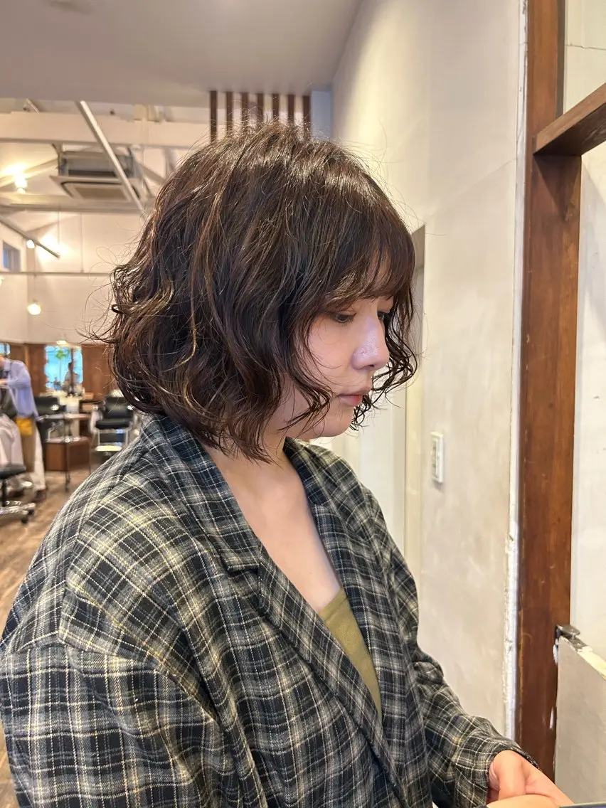 ミディアム パーマ ミディアムパーマ ボブ パーマ MOK大阪梅田店 三ツ國 裕貴のヘアスタイル