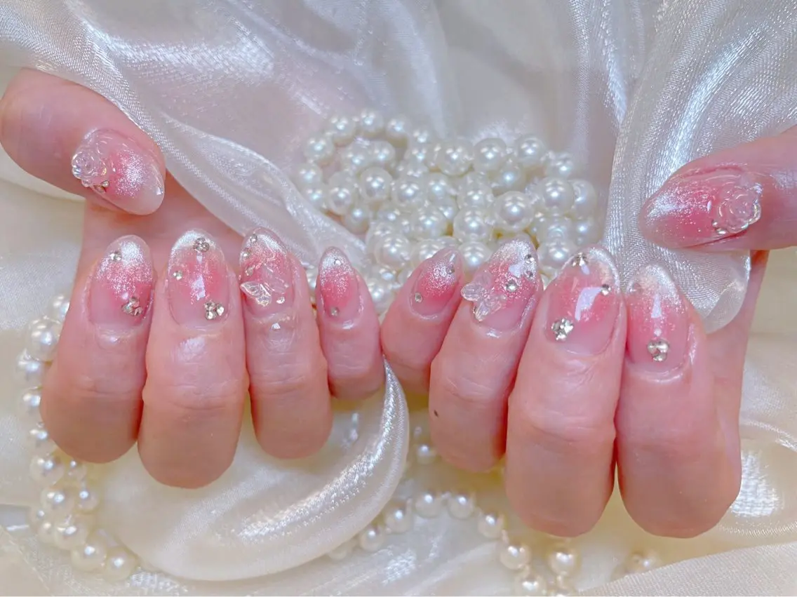 ネイル アートネイル 韓国ネイル 水色 ロングネイル マグネットネイル ハンドネイル ハンドケア NailDemure 【銀座店】のネイルデザイン