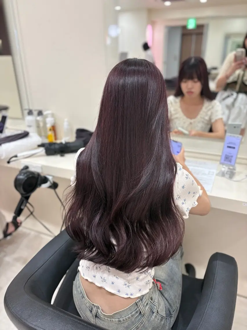 ロング ヘアカラー トリートメント ヘアセット 💗暖色カラー💗 ツヤ髪💗Mayaのヘアスタイル