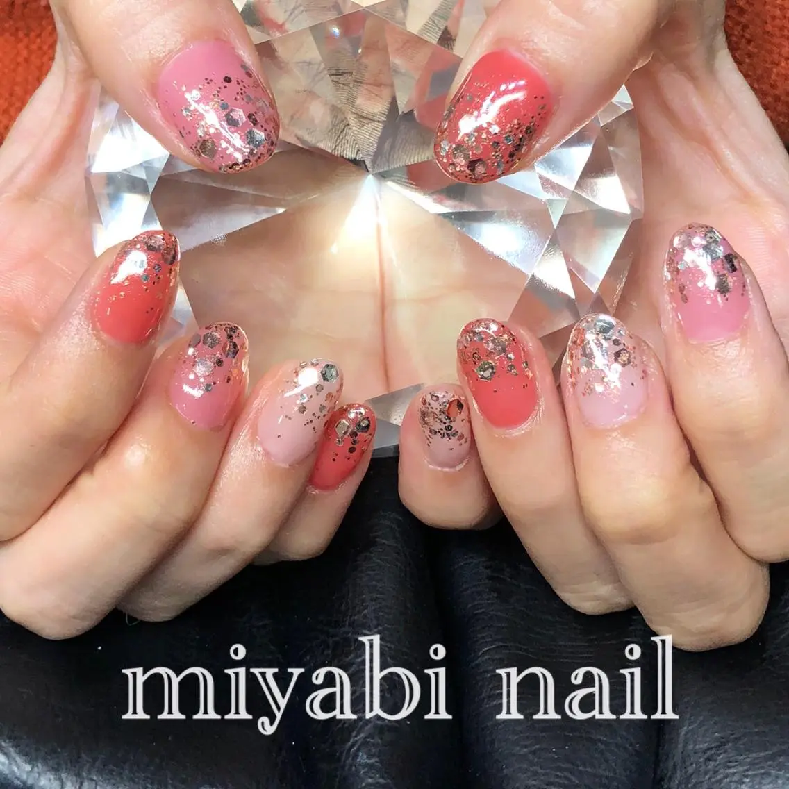ネイル キラキラネイル 持ち込み ハンドネイル miyabi nail 桂川駅近くのネイルデザイン