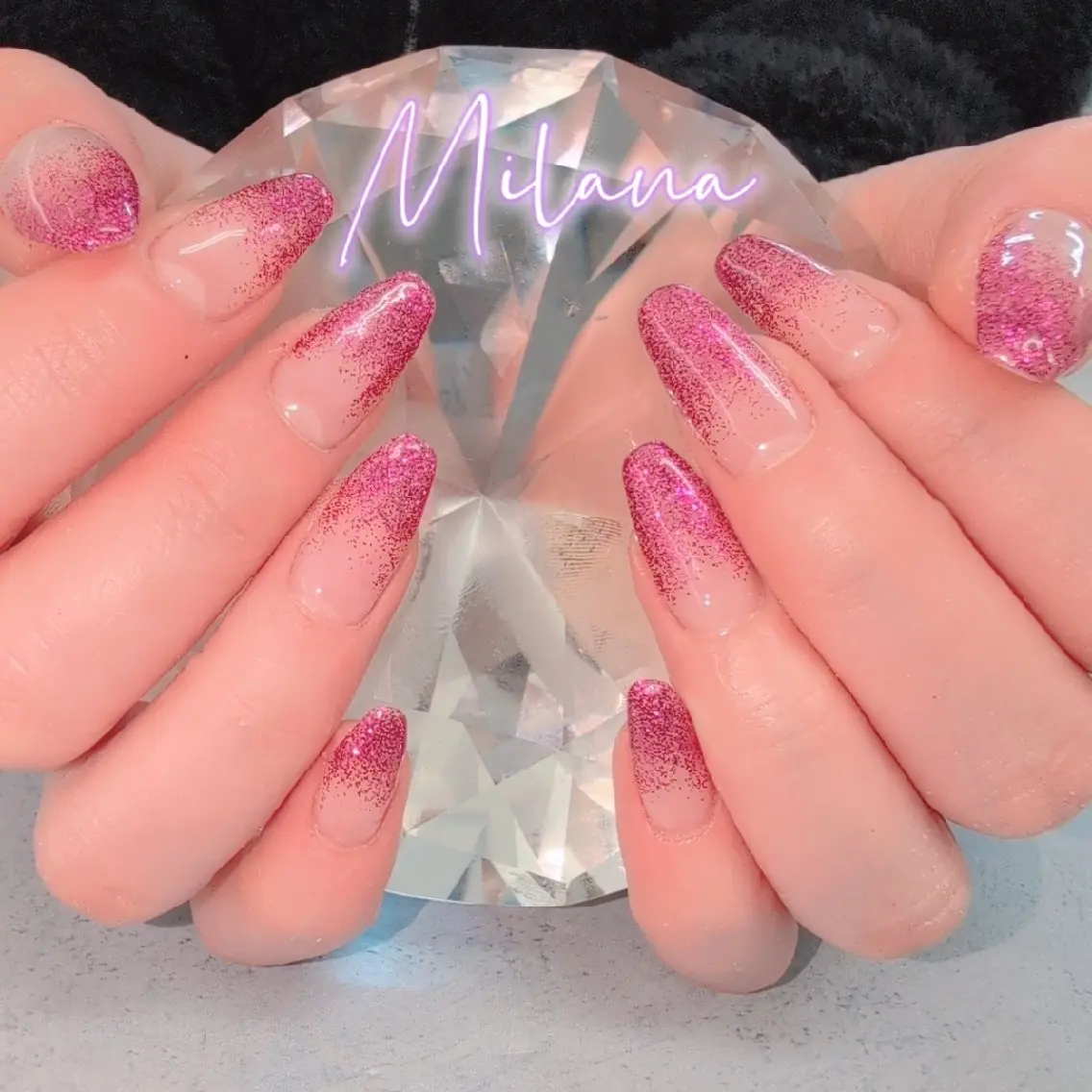 ネイル グラデーション ラメ(グリッター) ラメグラデーション ハンドネイル Milana 川瀬のネイルデザイン
