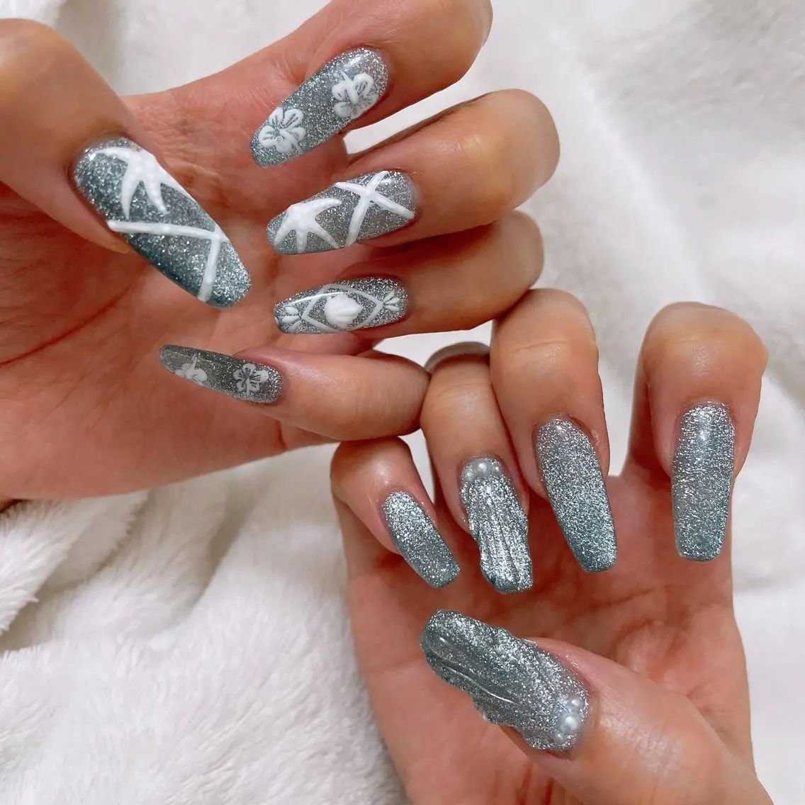 ネイル アートネイル フラッシュネイル マグネットネイル 夏ネイル ハンドネイル Mynail プライベートサロンのネイルデザイン