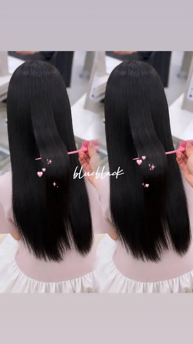 カラー 黒髪 ブルーカラー ブルーブラック 透明感カラー 髪質改善 COCO_kaho カラー/髪質改善のヘアスタイル