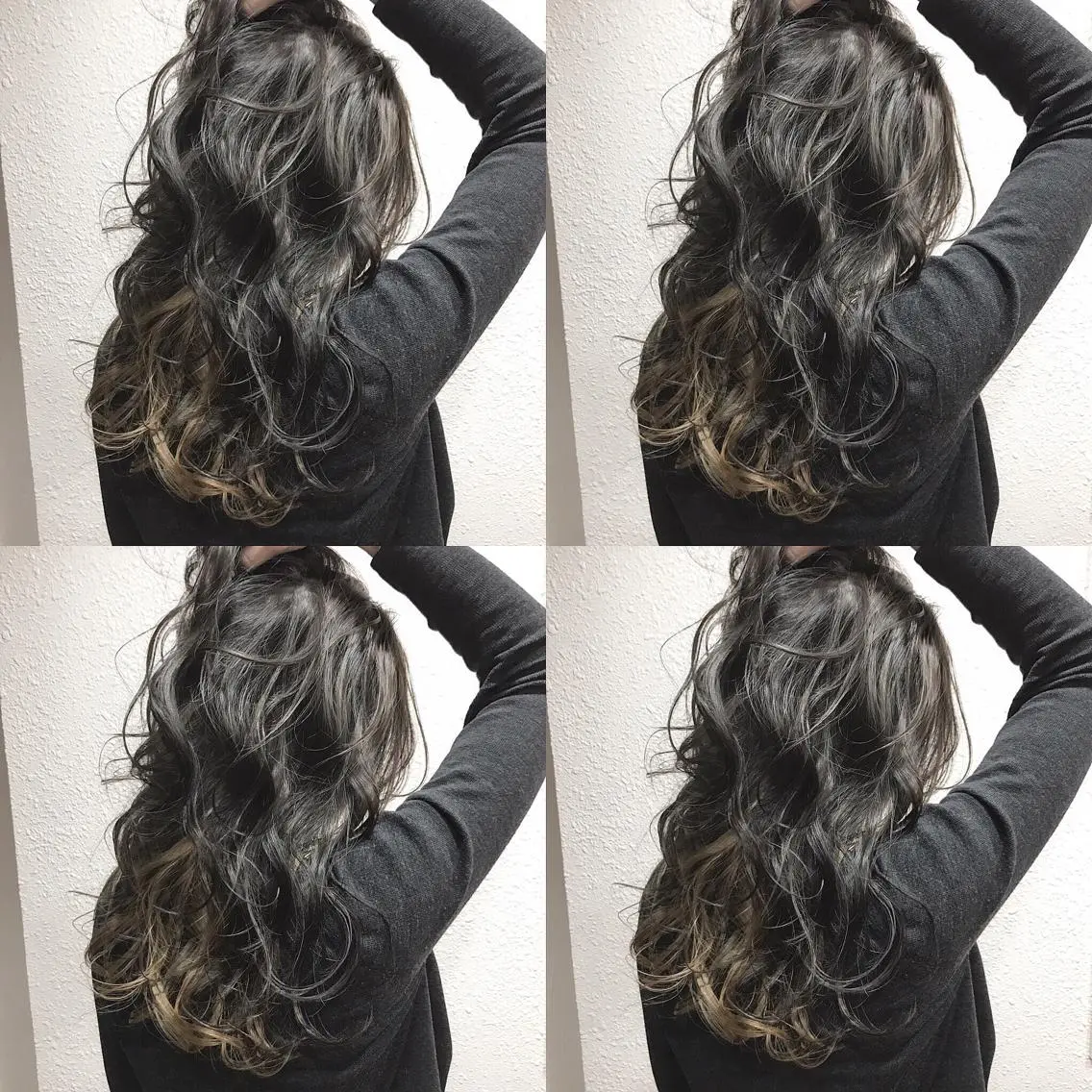 ロング カラー アッシュ アッシュグレー アッシュグレージュ ブリーチ グレージュ HIRO. ★のヘアスタイル