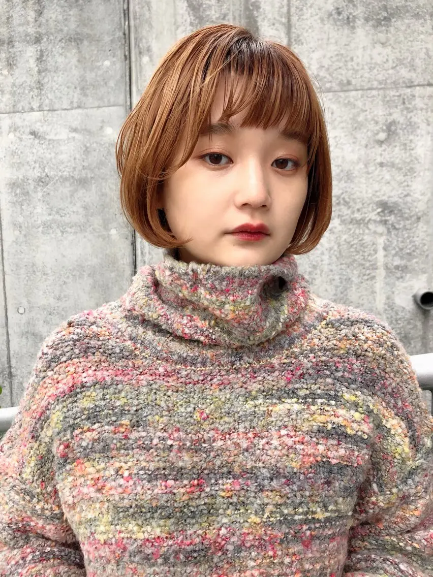 ショート カラー ブラウンカラー オレンジ オレンジブラウン ボブ マンツーマン施術✂︎ machikaのヘアスタイル