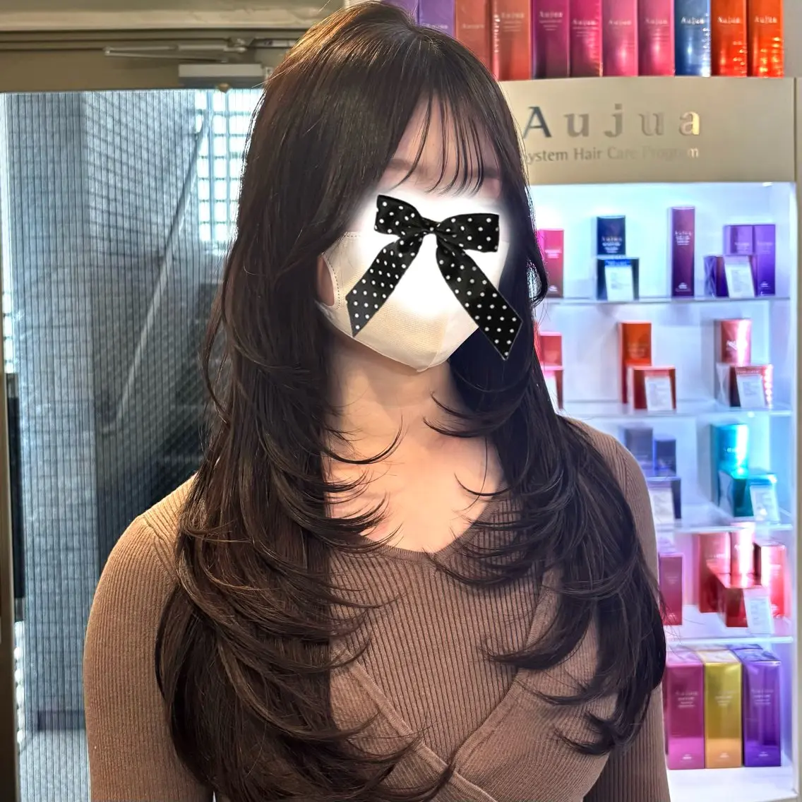 ロング ロングレイヤー 顔まわりレイヤー 顔周りカット ハッシュカット 韓国風ヘア 韓国レイヤー/ダブル カラー/フウカ🤍のヘアスタイル