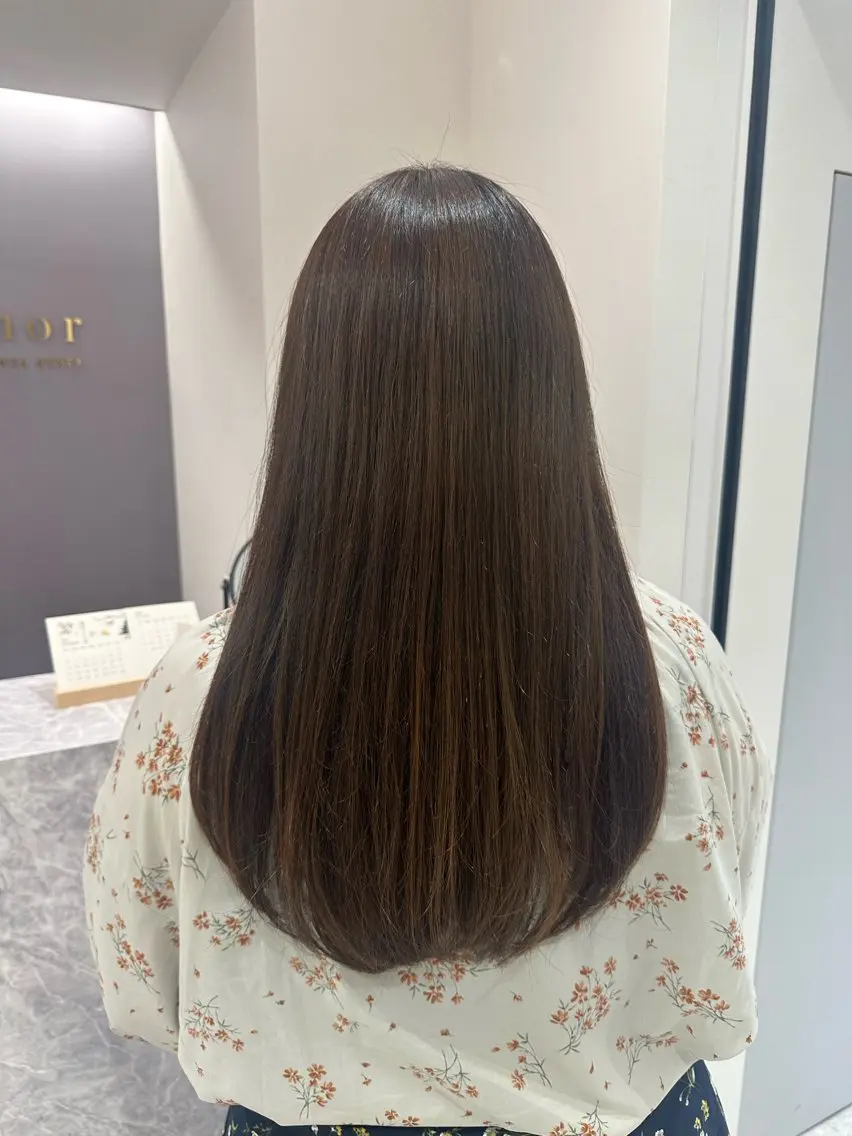 ロング カラー カット ヘアカラー トリートメント 韓国レイヤー✨ yasuko銀座のヘアスタイル