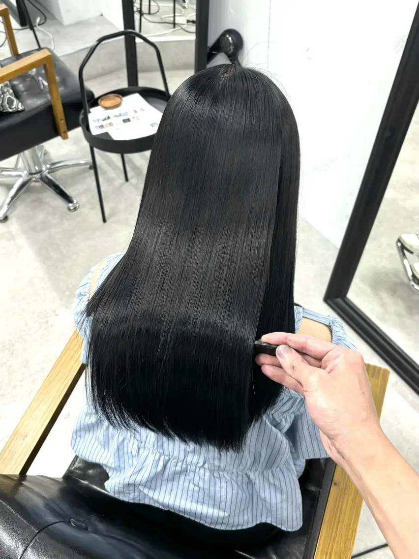 ロング 髪質改善 縮毛矯正 トリートメント マツダ レンのヘアスタイル