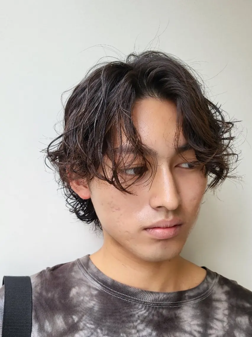 【日吉で波巻きスパイラル】メンズカット+波巻きスパイラルパーマの写真