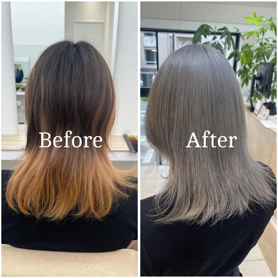 セミロング カラー ブリーチ デザインカラー 似合わせカット 縮毛矯正 ムラ修正/ ハイトーン💖Riaのヘアスタイル