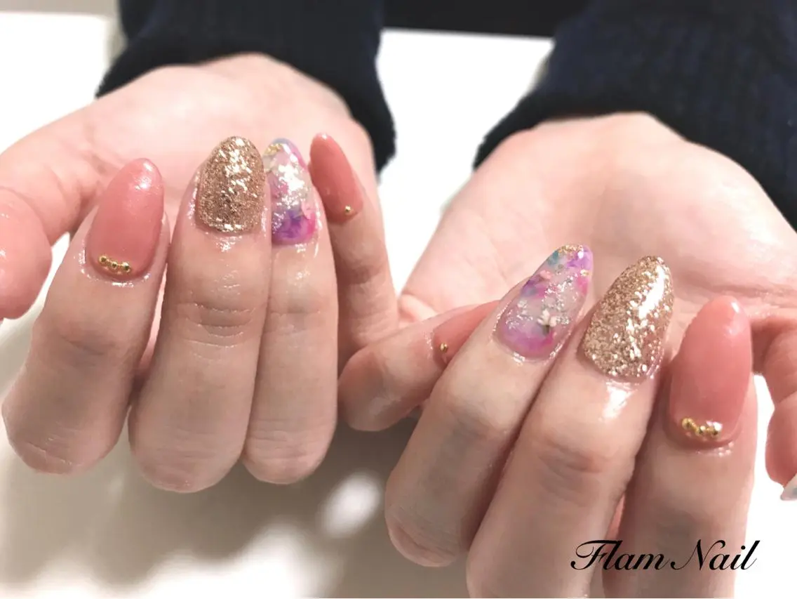 ネイル オレンジ Flam Nailのネイルデザイン