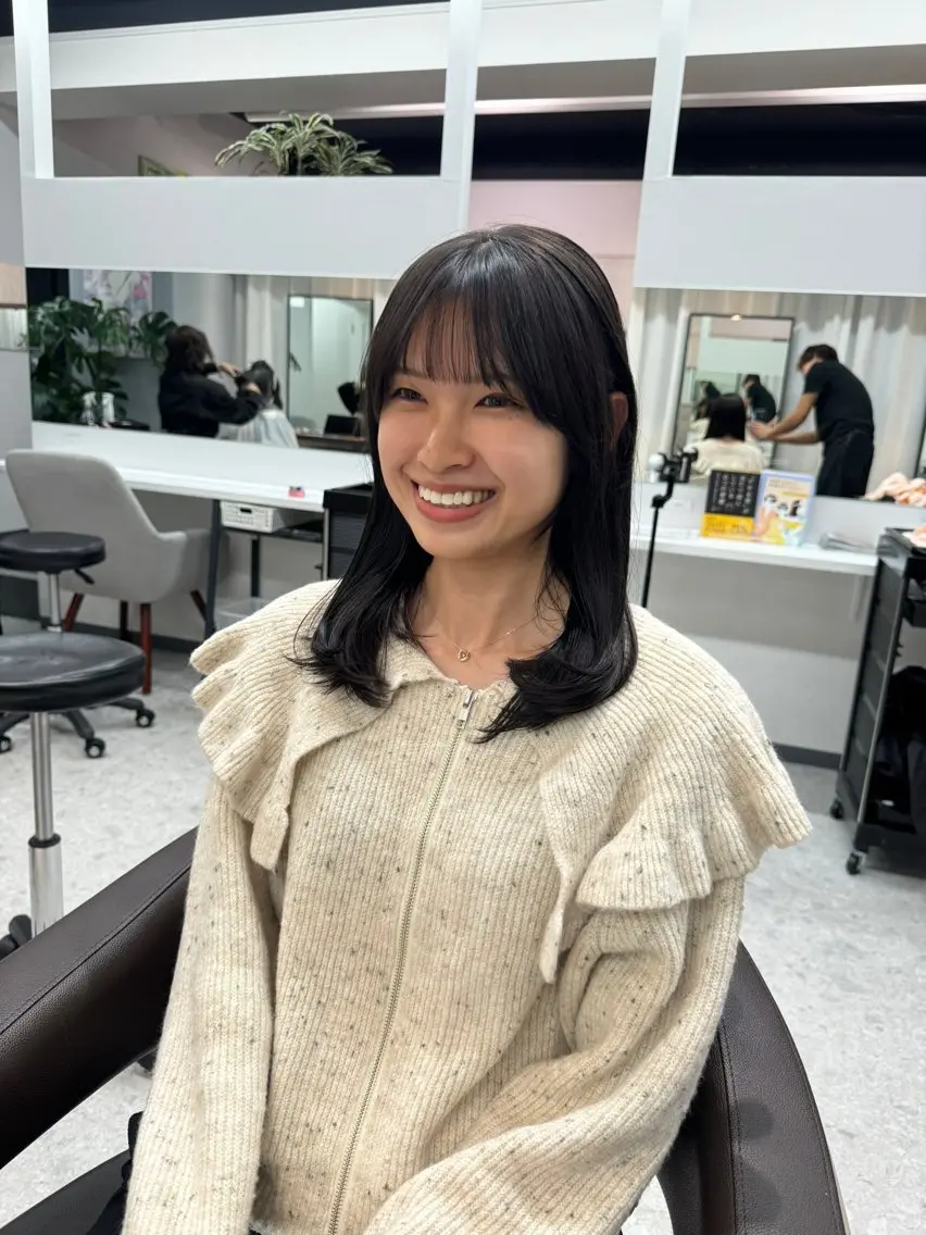 ミディアム 顔周りカット 小顔カット 可愛い顔周りカット お任せください✨中川のヘアスタイル