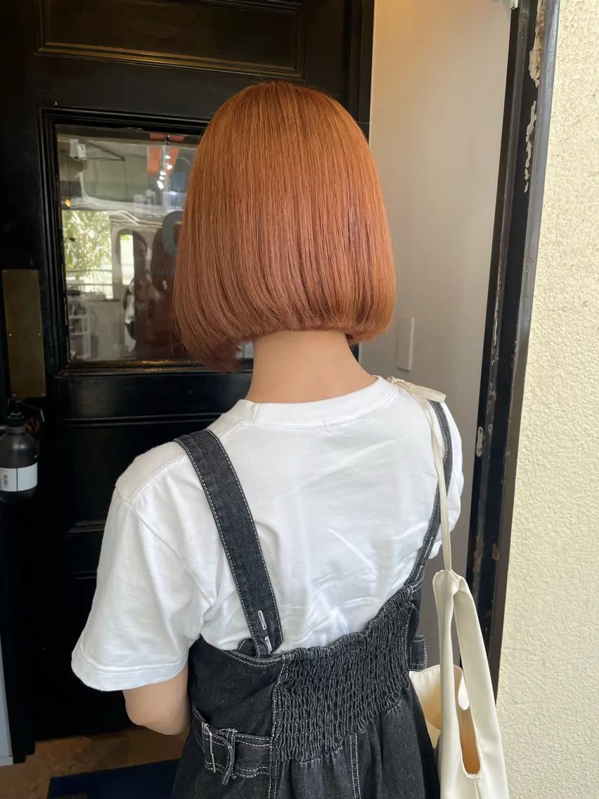 ミディアム カラー ベージュカラー オレンジ オレンジベージュ カット トリートメント ボブ/ミディアム RIONAのヘアスタイル