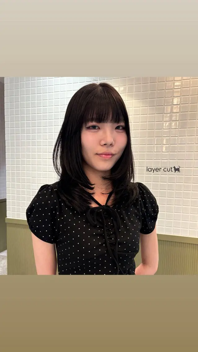 ロング 顔周りカット 韓国風ヘア レイヤーカット カット ☕️NOA / レイヤーカット🍮のヘアスタイル