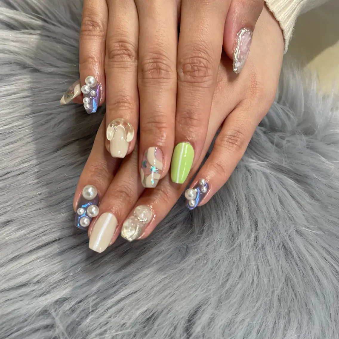 ネイル ラメ(グリッター) RICO Nail パーツつけ放題🌈のネイルデザイン
