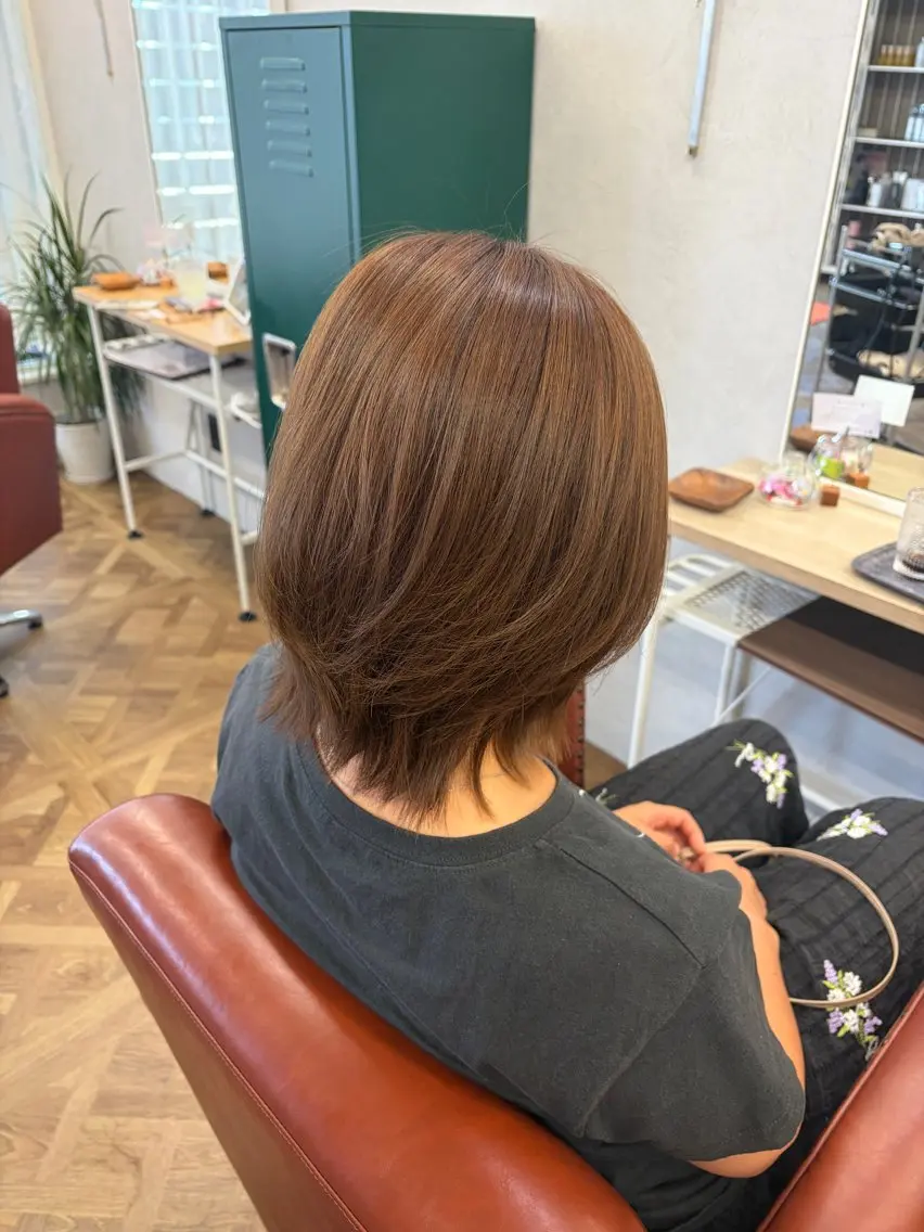 ショート カット ヘアカラー トリートメント 髪質改善×韓国風/小 顔レイヤー/早瀬櫻子のヘアスタイル