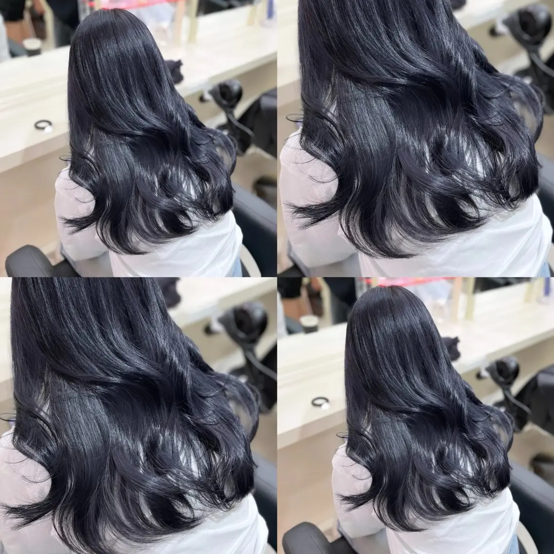 ロング 髪質改善 カット ヘアカラー トリートメント 縮毛矯正× ブルーブラック/池袋のヘアスタイル