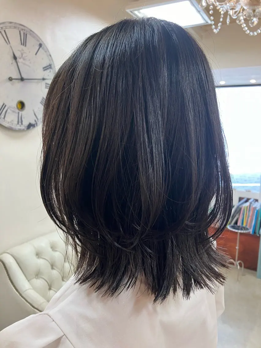 ミディアム ボブレイヤー ボブ レイヤーカット 似合わせ×透明感 カラー🤍MAOのヘアスタイル