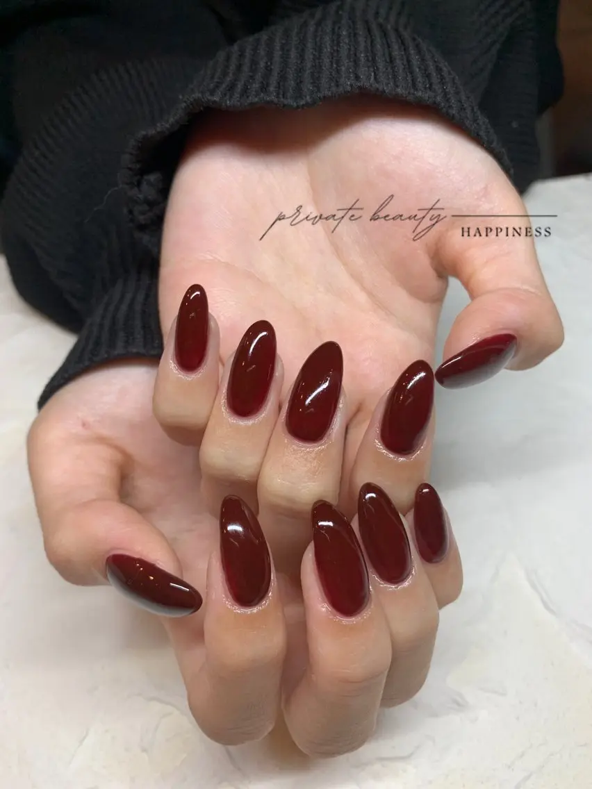 ネイル ボルドー 冬ネイル ハンドネイル happiness nailのネイルデザイン