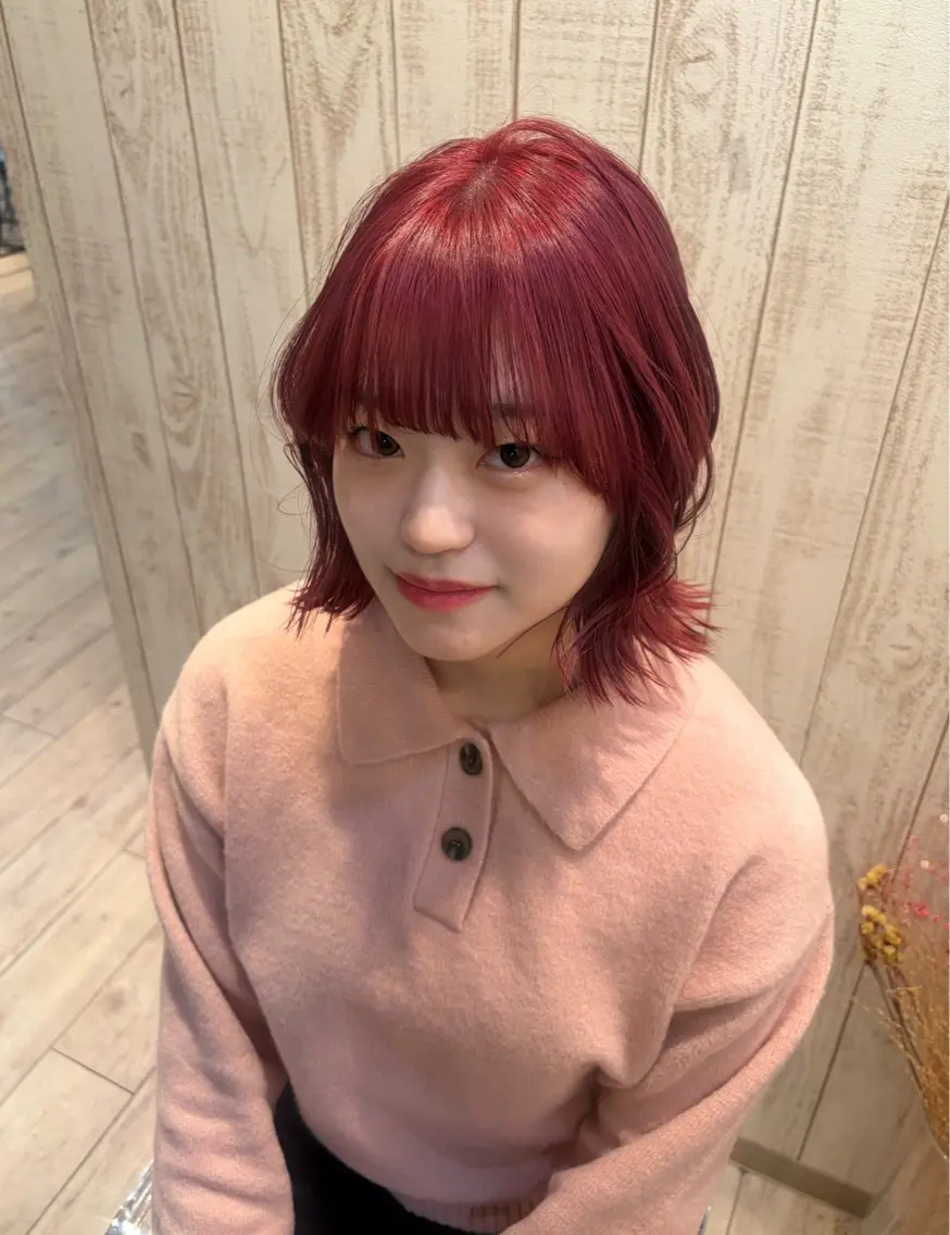 カラー ピンクカラー ヘアカラー cie ヒナタのヘアスタイル