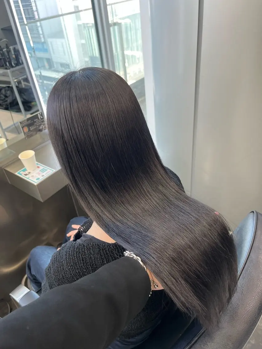 ロング カラー ヘアアレンジ 髪質改善 トリートメント 酸熱トリートメント トリートメント ハイトーン/透明感 髪質改善/rinaのヘアスタイル