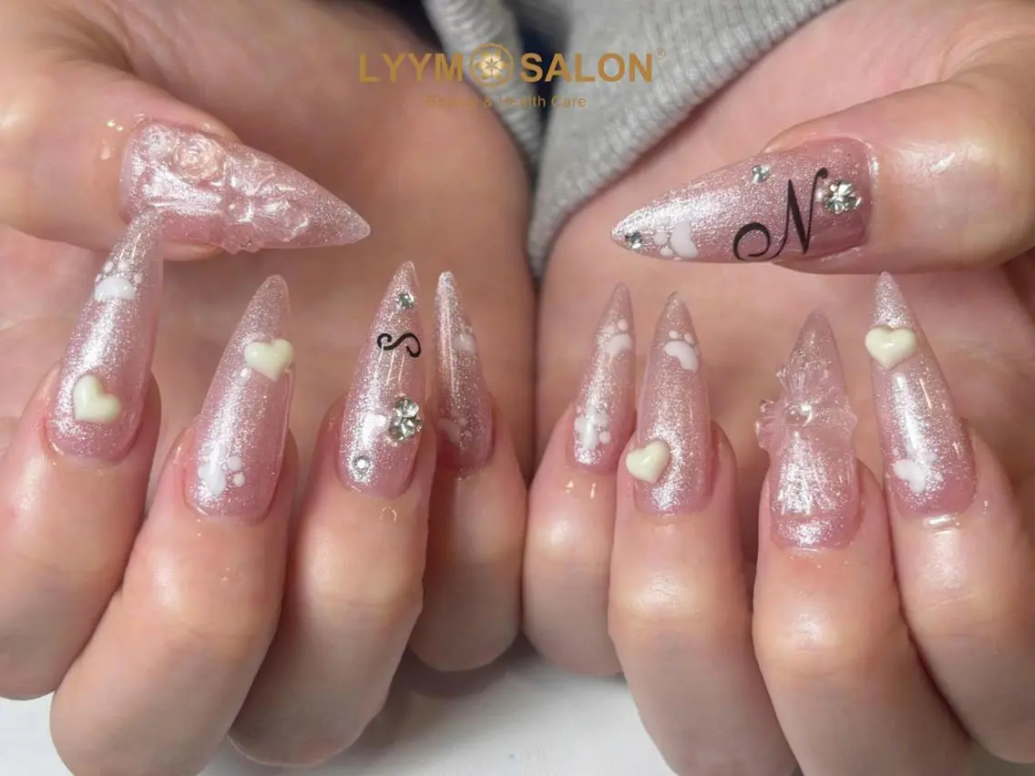 ネイル アートネイル クリアネイル フラワーネイル ハート 氷ネイル・うるうるネイル ハンドネイル LYYM Salonのネイルデザイン