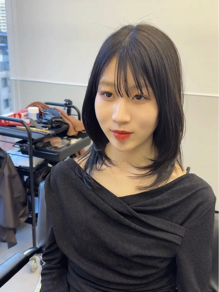 セミロング 韓国風ヘア レイヤーカット トリートメント ワンホンヘア カット ヘアカラー トリートメント 韓国ヘア🇰🇷 スズキのヘアスタイル