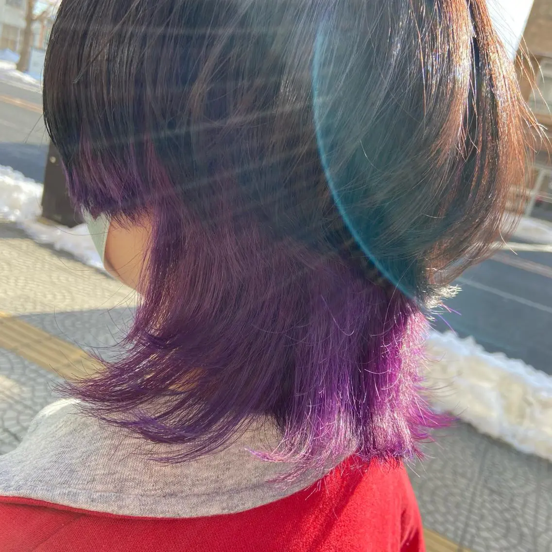 ミディアム カラー バイオレットカラー カット ヘアカラー 💜推しインナー カラー/菊池柊真💜のヘアスタイル