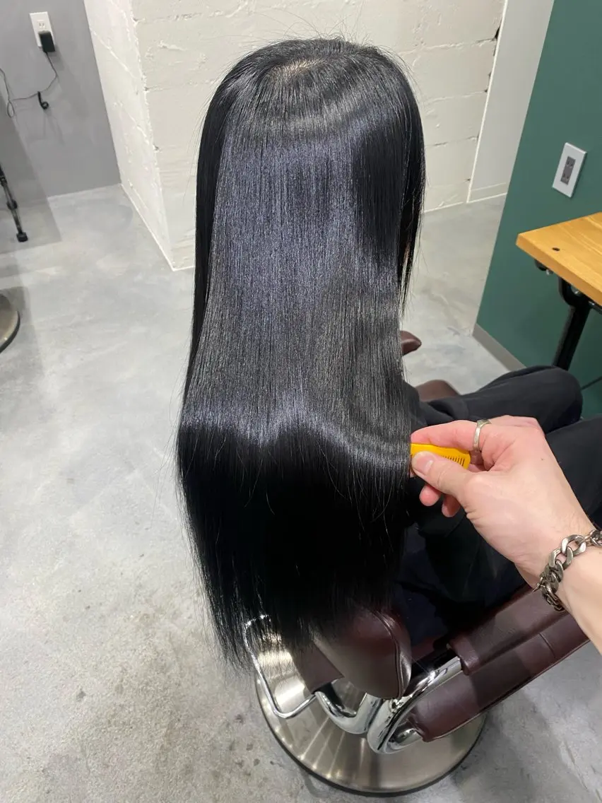 ロング カラー トリートメント 酸性ストレート ヘアカラー 縮毛矯正 トリートメント 梅田中崎町髪質改善 /オキヒロト/エコルのヘアスタイル