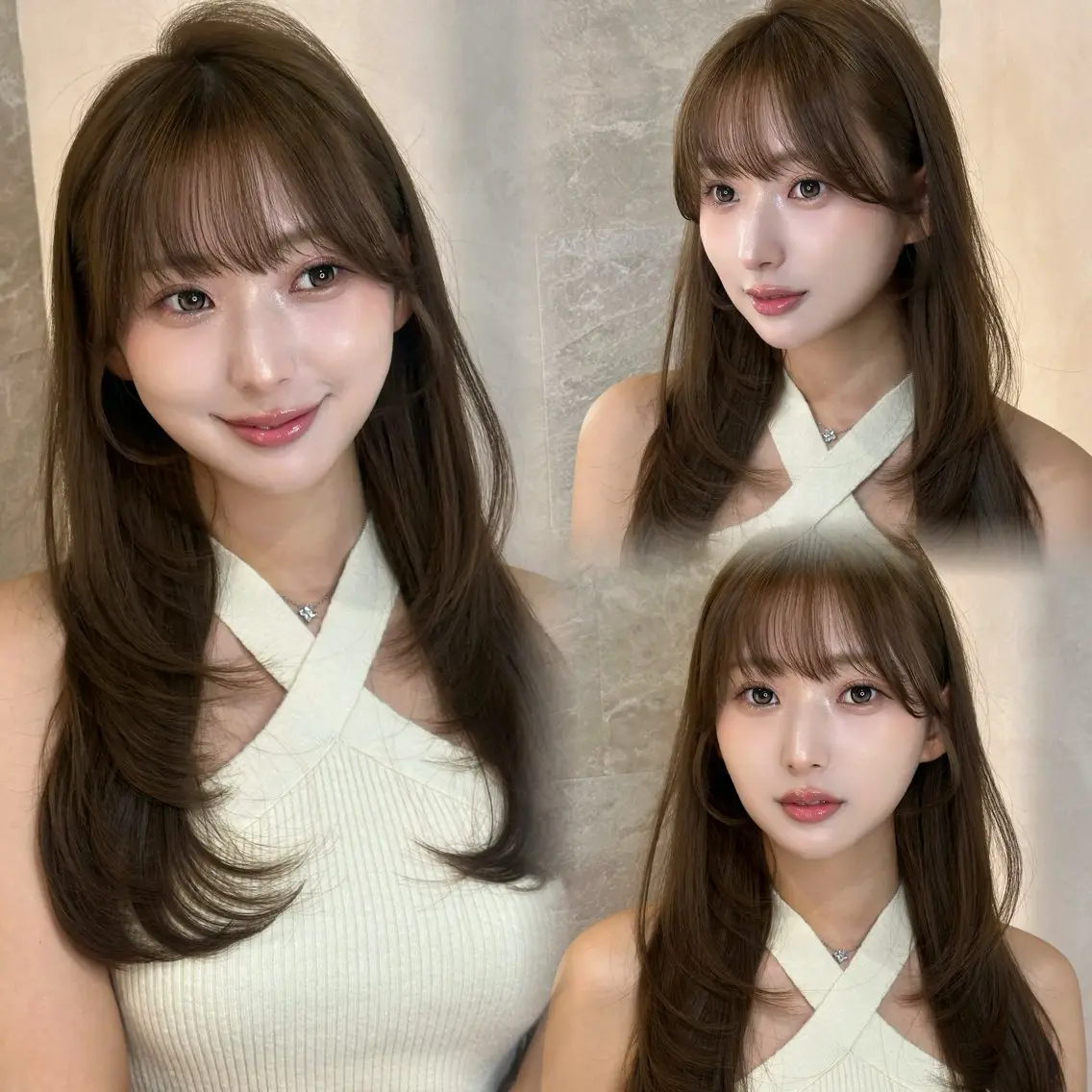 セミロング 韓国風ヘア レイヤーカット サイドバング 小顔カット カット ヘアカラー 縮毛矯正 トリートメント 銀座副店長/レイヤー /縮毛矯正/田島のヘアスタイル