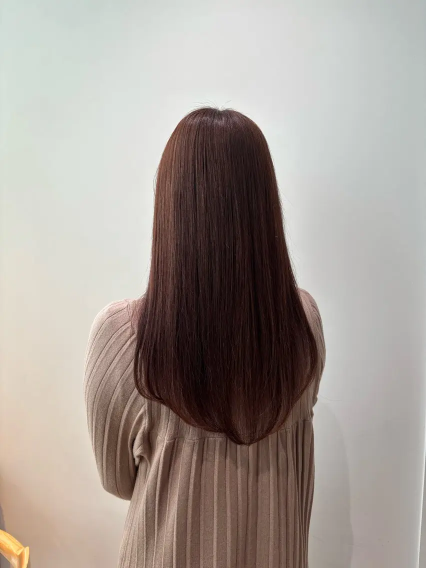 ロング カラー ベージュカラー ピンクカラー ピンクベージュ ヘアカラー マンツーマン 縮毛矯正/マユコのヘアスタイル