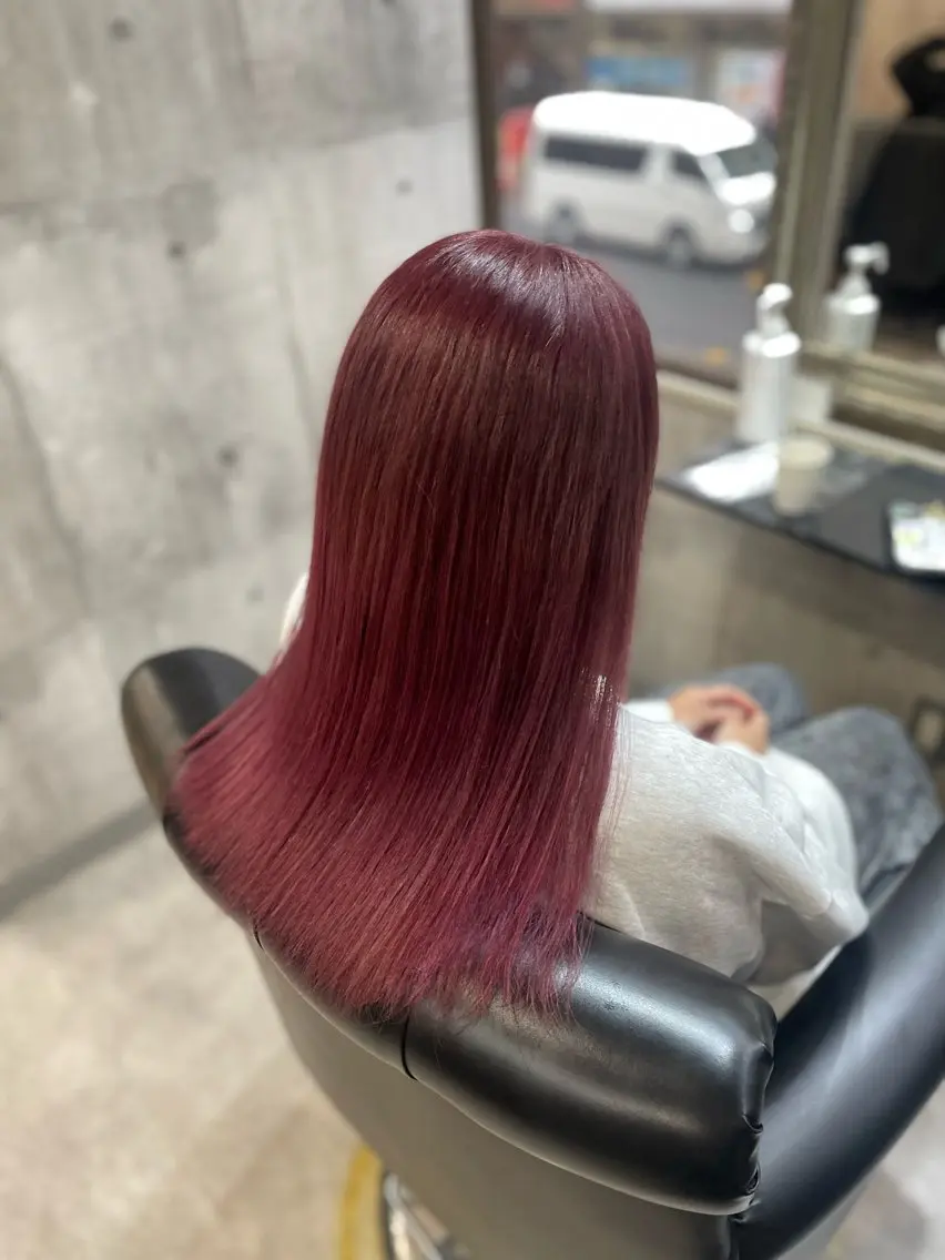 セミロング カラー ブリーチ ブリーチなしカラー ピンクカラー ヘアカラー トリートメント crystal船橋 /艶カラー/HONOのヘアスタイル