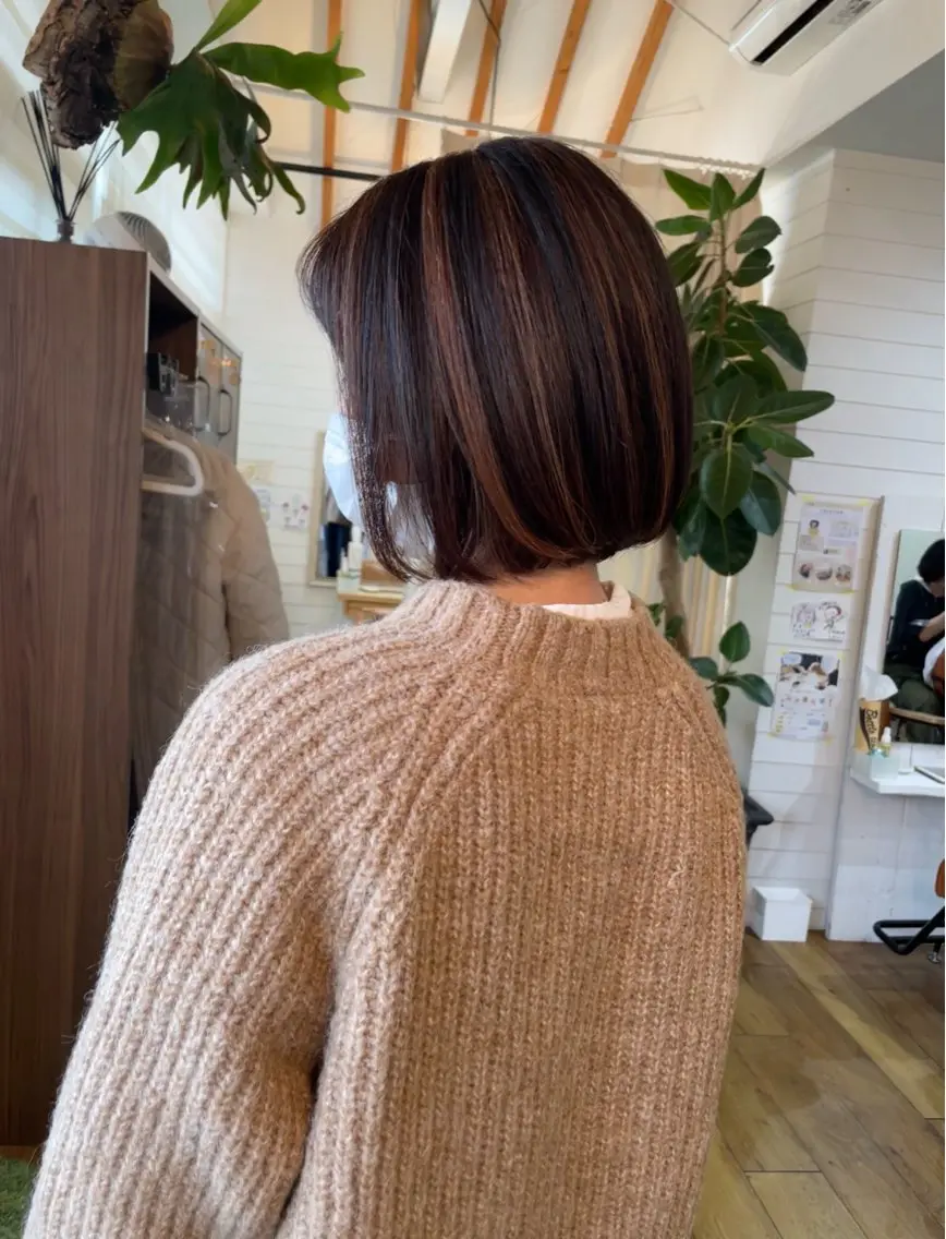 ミディアム カラー ハイライトカラー ハイライト 奥田 誠司のヘアスタイル