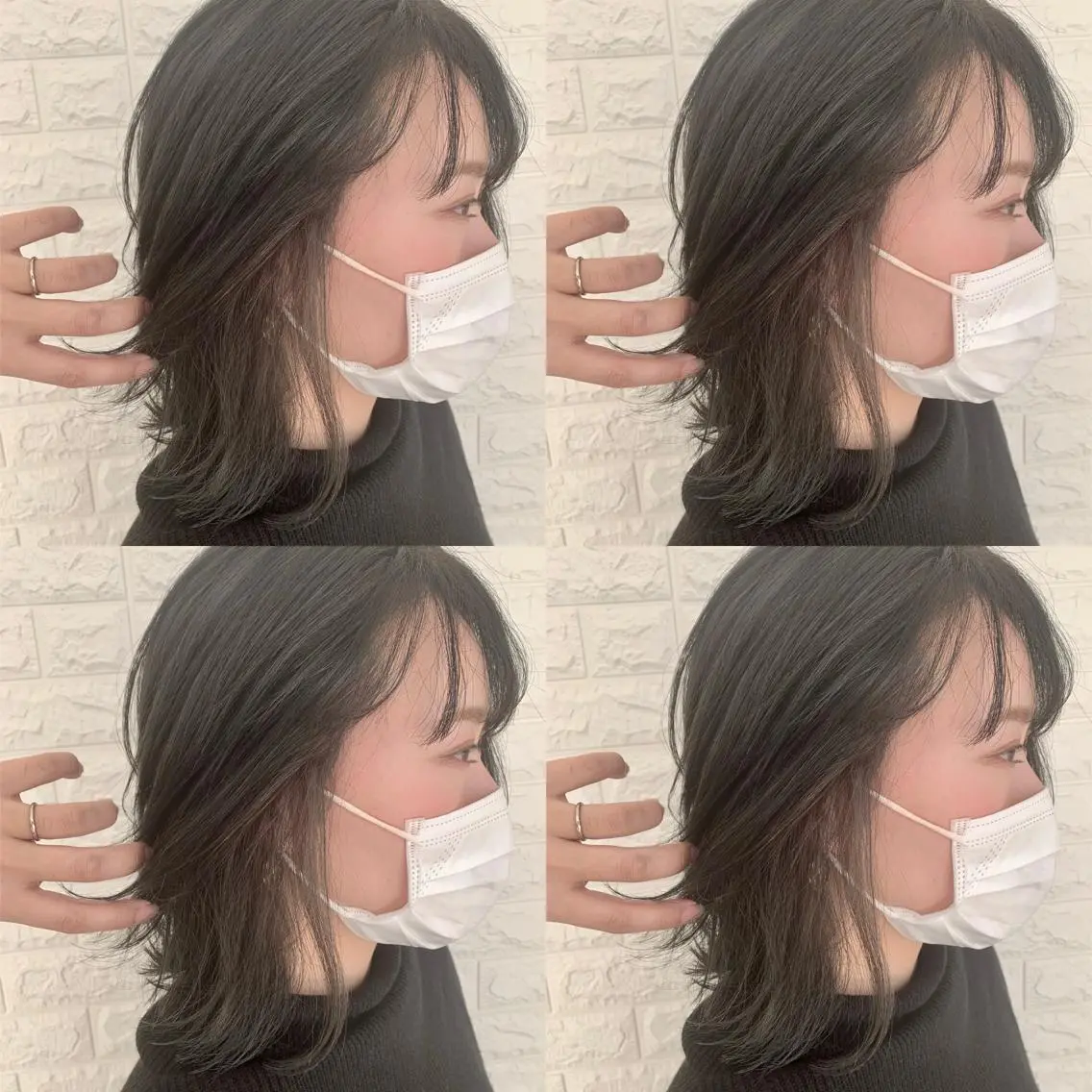 ミディアム カラー ブリーチ イヤリングカラー グレージュ ヘアカラー ハイトーン/ブリーチ 山崎　悠次のヘアスタイル