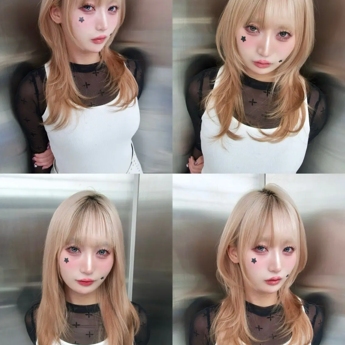 ミディアム くびれヘア 顔周りカット ハイレイヤー 韓国風ヘア レイヤーカット カット トリートメント がわ/ハイレイヤー /ハイトーンカラーのヘアスタイル