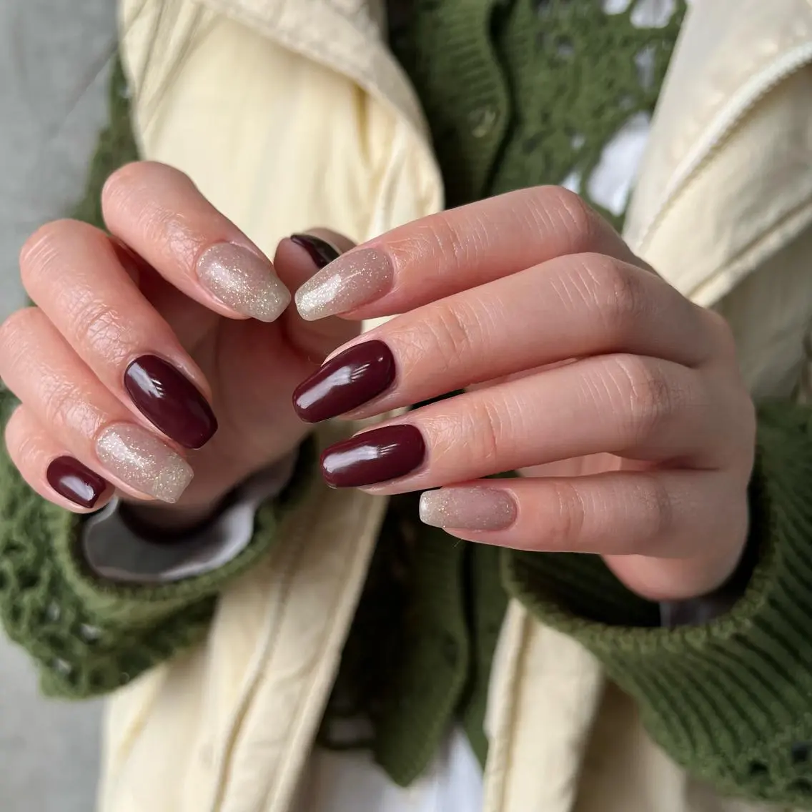 ネイル ボルドー ラメ(グリッター) ワンカラーネイル MARU NAIL mizukiのその他イメージ