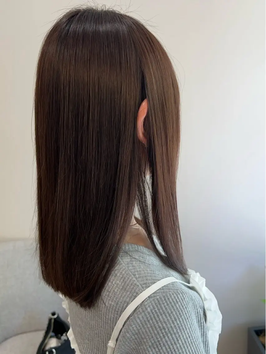 ミディアム 髪質改善 ヘアカラー トリートメント 髪質改善ミルクティー SATSUKI🌼.のヘアスタイル
