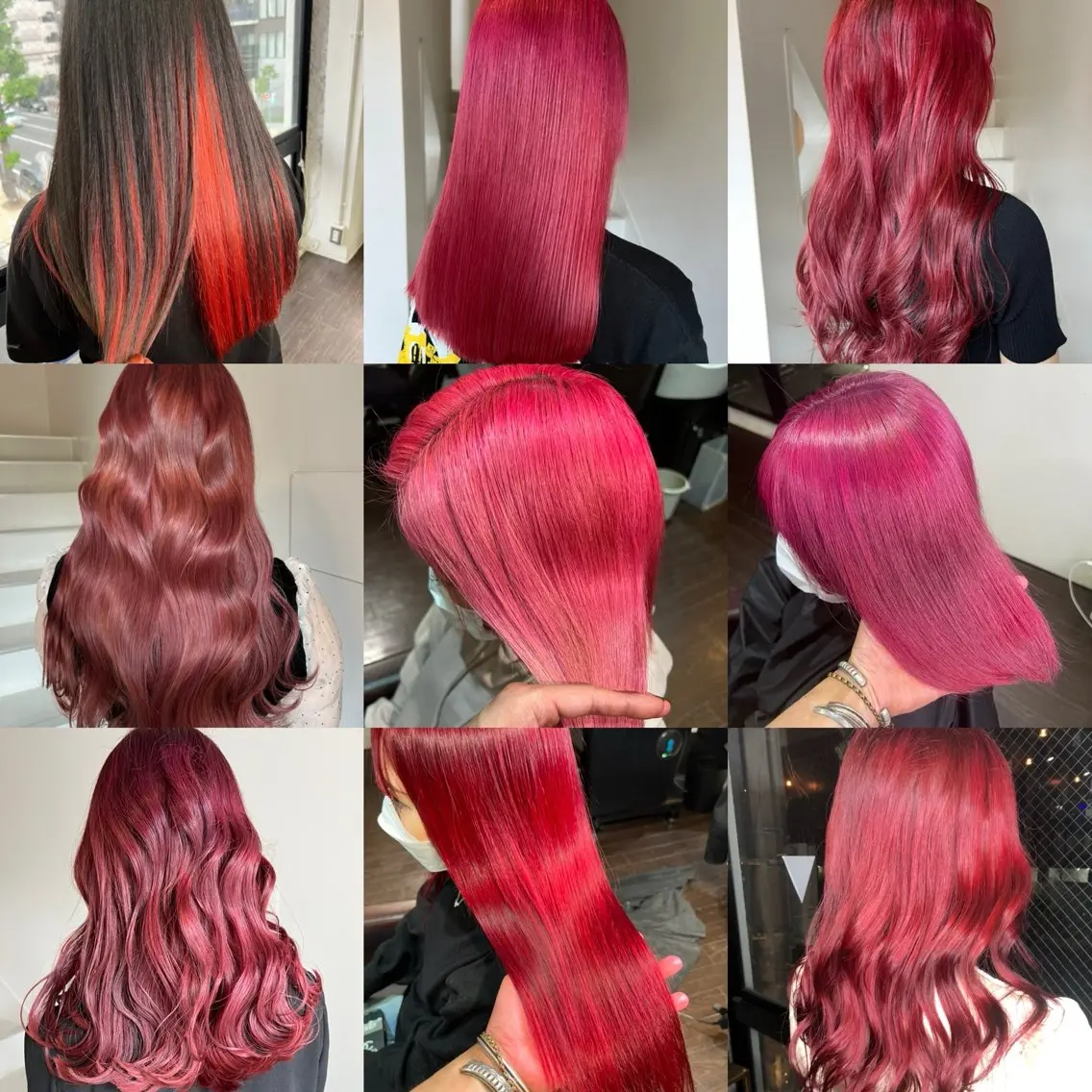 ロング カラー ブリーチ ボルドーカラー ブラウンカラー ケアブリーチ 透明感カラー ヘアカラー Lima/ハイトー ン/ブリーチ/心斎橋のヘアスタイル